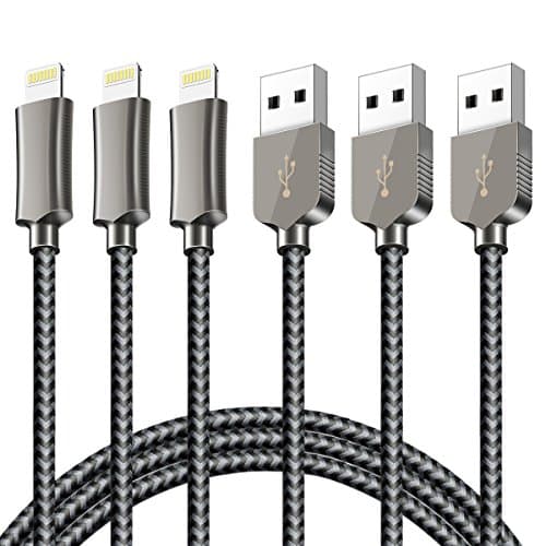 Lightning Cable Cagayan iPhone Charger Cable,Nylon Braided iPhone Data Sync & Charging Cable 3Pack 1.5M for Apple iPhone 7,6/6 Plus, 6s/6s Plus, 5/5c/5s/SE, iPad, iPod (Space Grey)