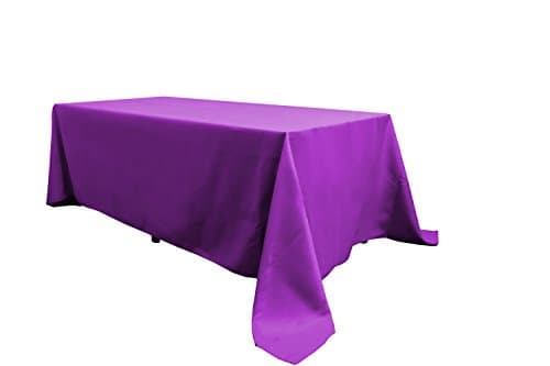 Silk Love Tablecloth - 90 x 132 Inch -Purple-Rectangular Polyester Table Cloth, Wrinkle,Stain Resistant - Great for Buffet Table, Parties, Holiday Dinner & More