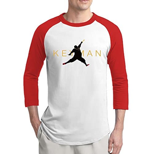 Man Dj Khaled Keyman Jump Post Logo Raglan 3/4 Length Sleeves Black Baseball Shirt