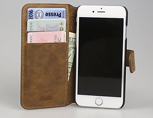 Antic iPhone 6/6S (4.7") Case Premium Leather Wallet Case. Premium Genuine Leather. Flip Cover Case, Magnet Strap, Easy Open&Close. Hand Crafted From Genuine Leather.Sophisticated Look.(Saddle Brown)