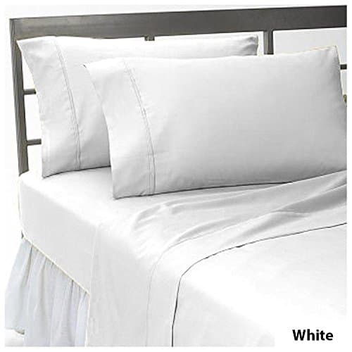 ONE {1} Pcs Flat Sheet Queen Size with New "White" Color and Solid Pattern 100% Pima Cotton { 500 TC }