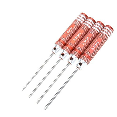 Titanium Nitride TiNi Hex Driver Wrench 4Pcs Set 1.5mm/2mm/2.5mm/3.0mm for RC