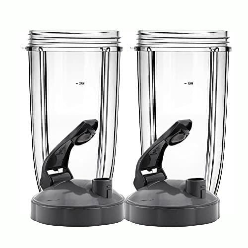 QueenTrade 2Set Replacement 24OZ Tall Cup with Flip Top to Go Lids For Nutribullet 600w & Nutribullet Pro 900w Blender (Not For Magic Bullet or Ninja blenders)