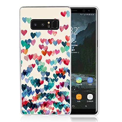 Note 8 Case Lovely colorful heart-shaped pattern, LAACO Scratch Resistant TPU Gel Rubber Soft Skin Silicone Protective Case Cover for Samsung Galaxy Note 8