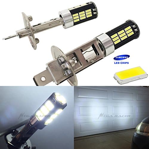 Mega Racer H1 Bright Chip LED 42-SMD Canbus Hyper White 6000K Headlight Bulb (Fog Light) Auto 12V Stock OEM Xenon Lamp