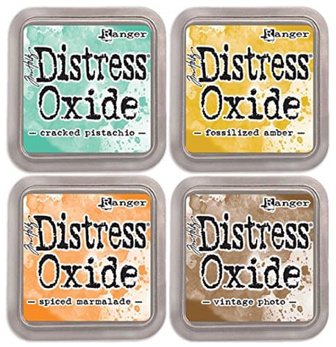SPECIALBUNDLE: Ranger Tim Holtz Distress Oxide Ink Pad 4 Pack -Cracked+Fossilized+Spiced+Vintage (A2)