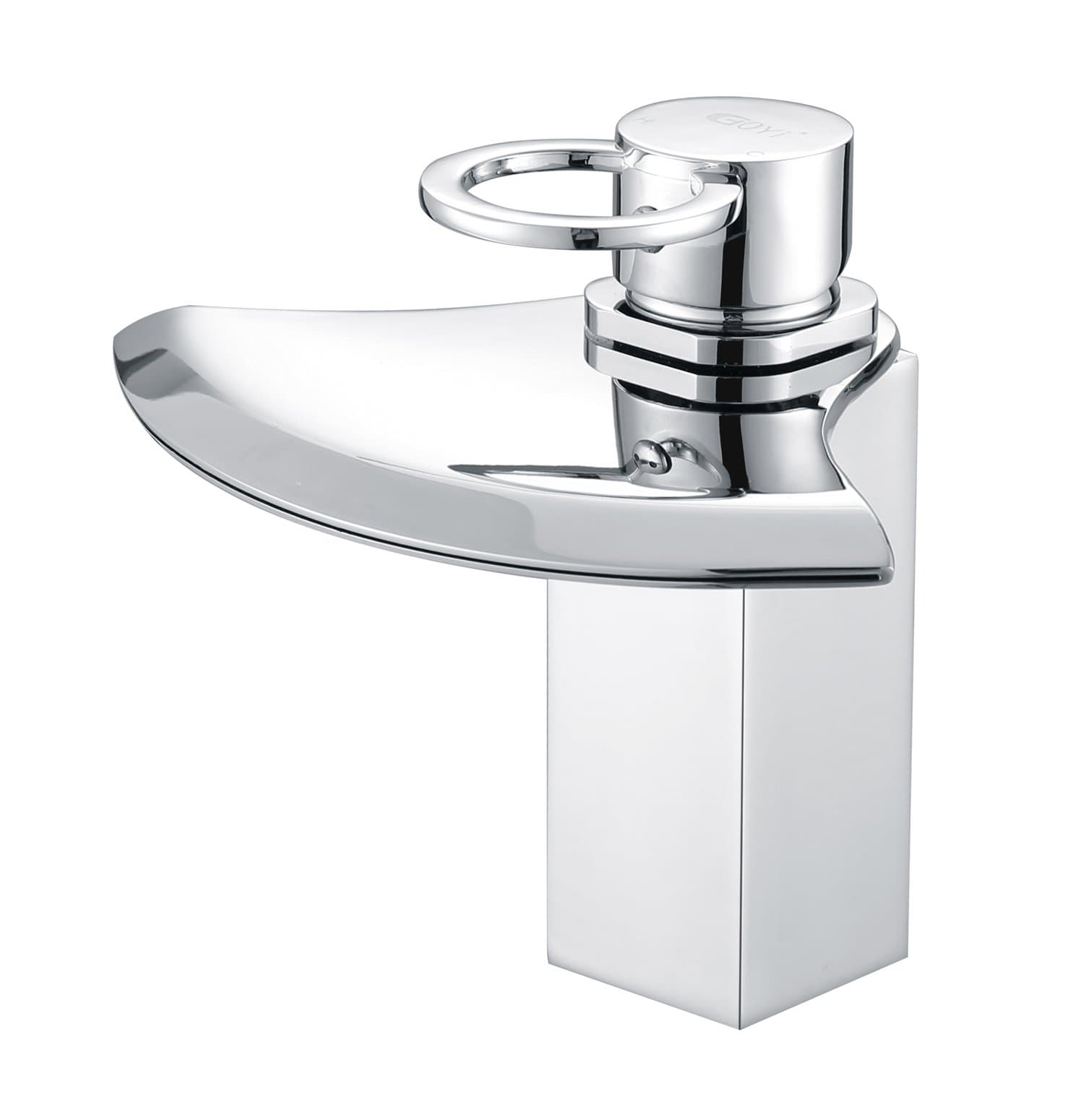 Modern Solid Brass Waterfall Ring-pull Handle Big AX Wide Spout Bathroom Basin Sink Mixer Tap Chrome Faucet