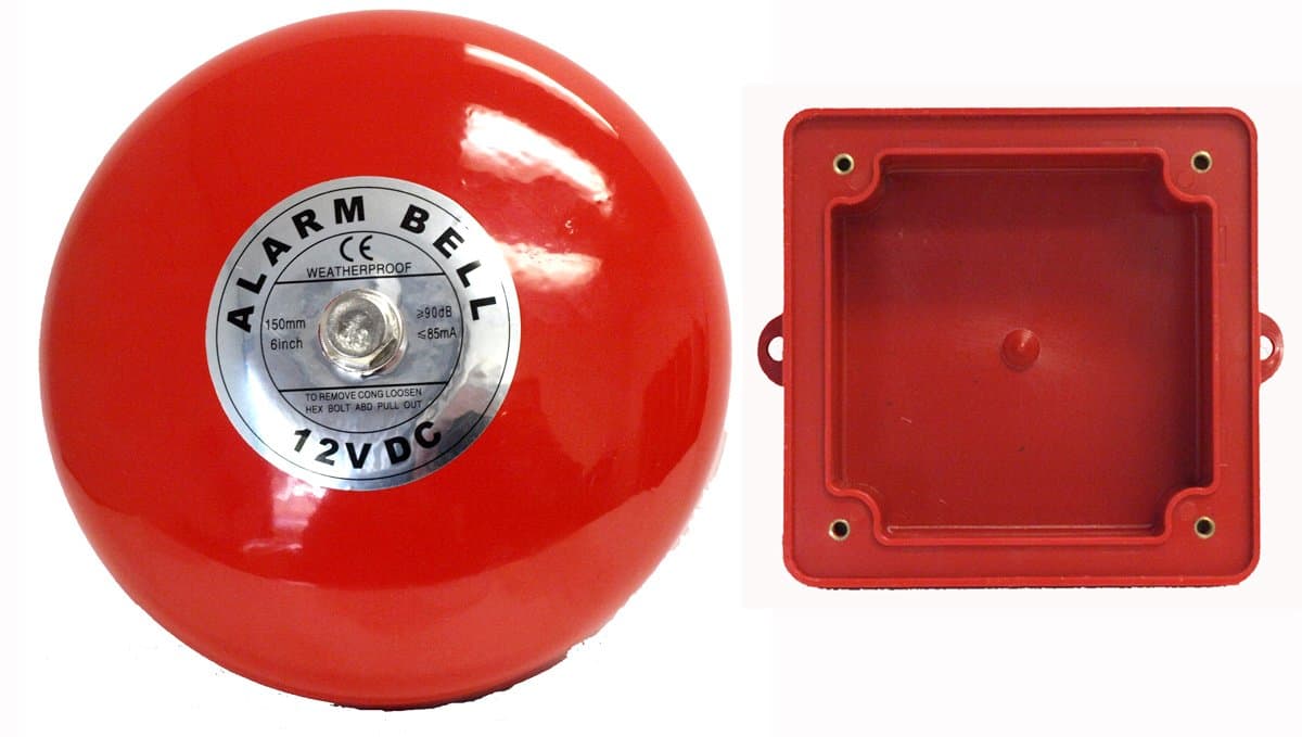 Fire Alarm Bell, 12 Vdc, 6", with Backing Enclosure, Security Bell