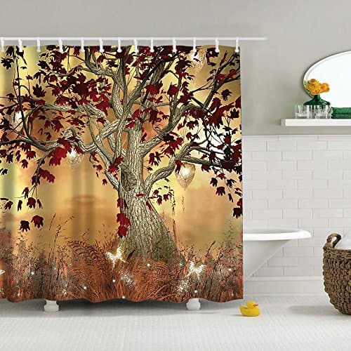 Kipten Old Twisted Tree Print Polyester Fabric Shower Curtain
