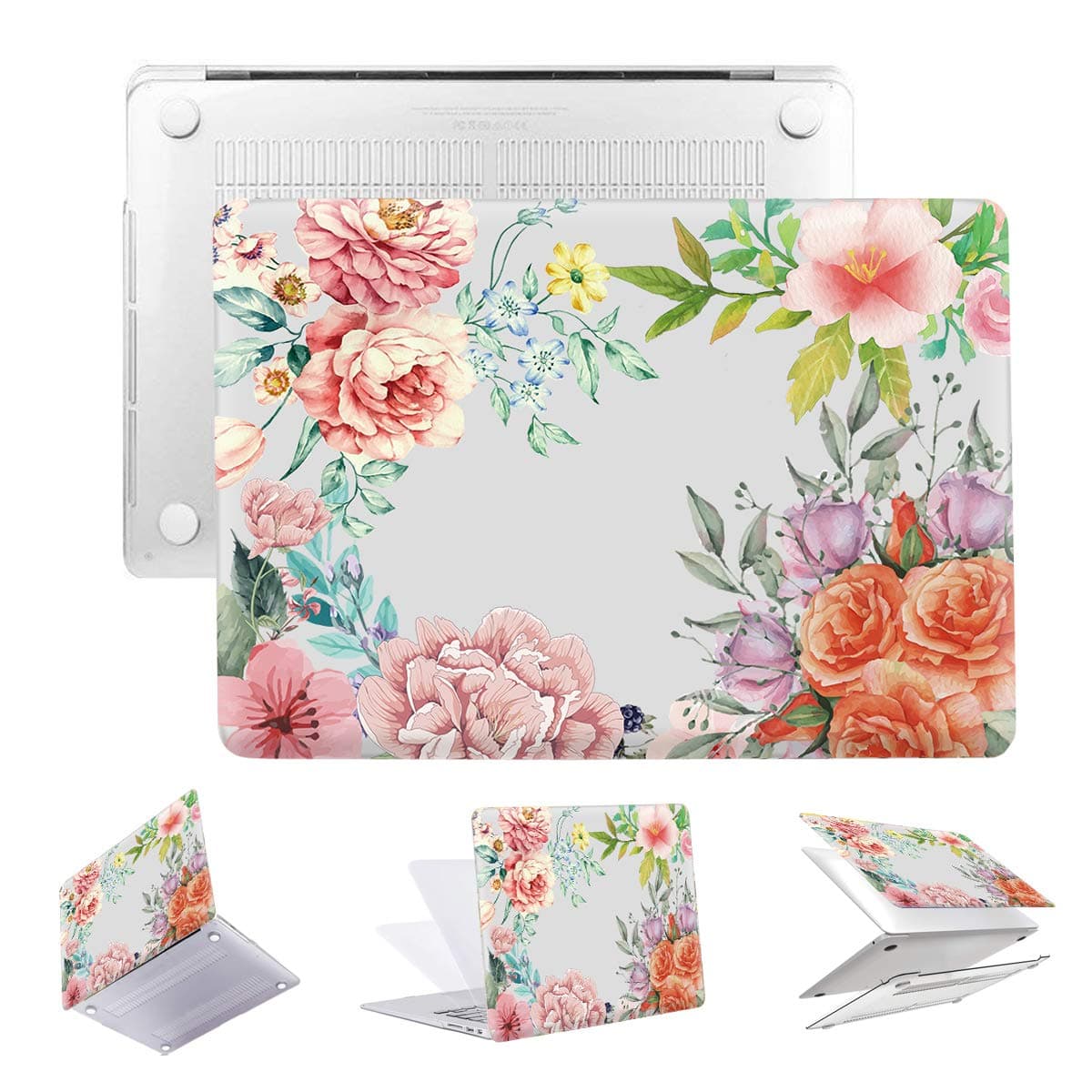 PapyHall MacBook Retina 12 Case Transparent Plastic Shell Case Only Compatible 2017/2016/2015 Release MacBook 12 inch Retina Display Model: A1534 Peony