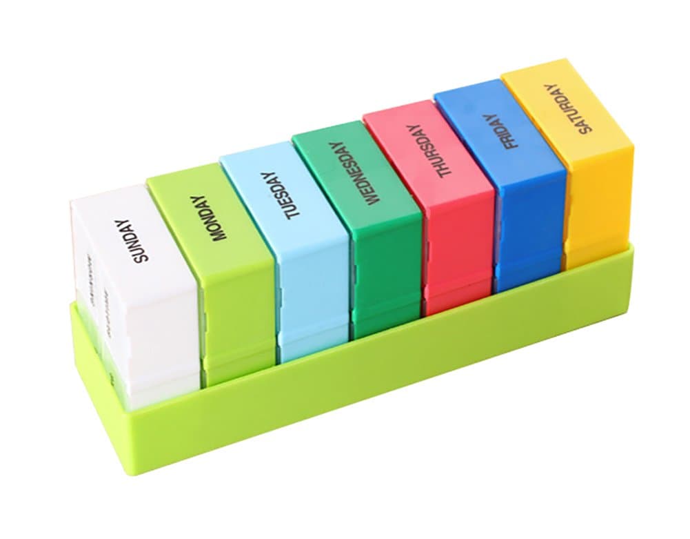 Happy Fd Removable 7-Day Weekly Pill Box with 28 Tight Locking Compartments Large Capacity Pill Storage Box Morning Noon Evening Bedtime Pill Divider