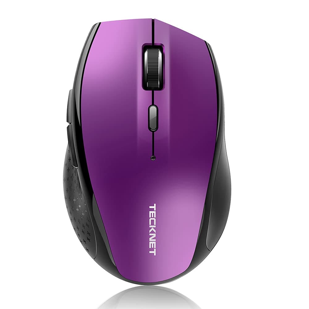 TeckNet Mouse Bluetooth Wireless Mouse Wireless 2.4GHz 6 Buttons 5DPI Mode High Precision Battery Life Up to 24 Months Optical Compact Portable Compatible with Mac, Win7/8/10, Vista, ME, XP, Windows 2000/98 (Purple)