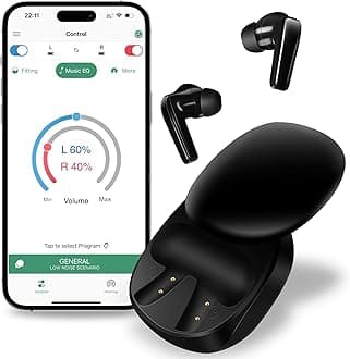 Hearing Aids for Seniors, 64-Channel WDRC Hearing Aid Rechargeable with Noise Cancellation for Hearing Loss, OTC Hearing Aids Smart Fitting for Adults with Bluetooth, Dual Microphone Black
