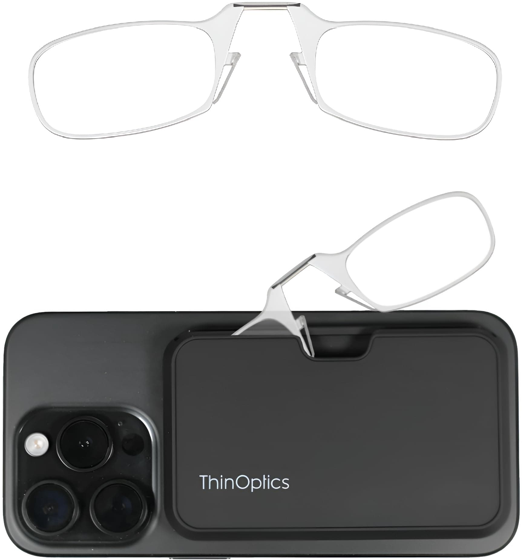 ThinOptics Reading Glasses With Universal Pod Compact Case - Ultra-light Foldable Rectangular Glasses - Clip-on Nose - 1.00 1.50 2.00 2.50 Strength With Flex-Fit Technology