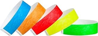 WristCo Variety Pack 3/4" Tyvek Wristbands - Red, Orange, Yellow, Green, Blue - 200 Pack Paper Wristbands for Events