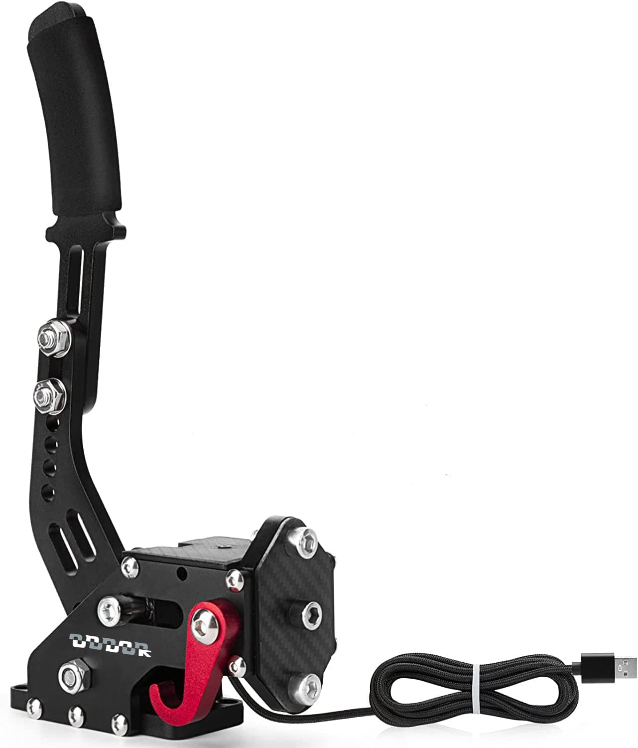 aikeec 64Bit PC USB Handbrake, Upgrade SIM Racing Games Handbrake for LO GITECH G25 G27 G29 T500 T300 THRUST MASTER FANATECOSW DIRT RALLY, 2M Nylon Cable/Reinforced Spring/Black Without Clamp