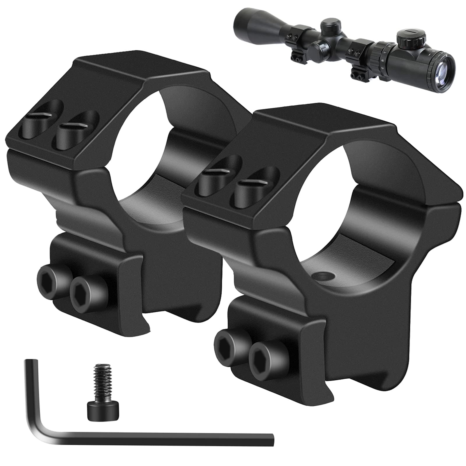 2Pcs Medium Profile 1 Inch Dovetail Scope Rings