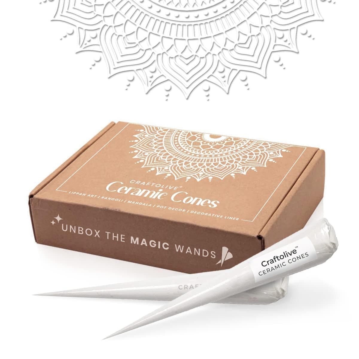 White Ceramic Cones (Liquid Paste) for Arts & Crafts, Lippan Art and Decorative Purposes, Pack of 8 Cones