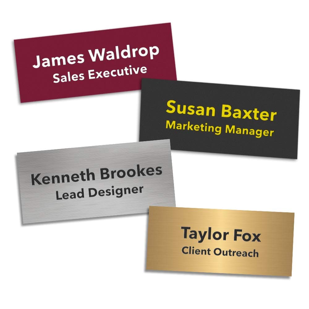 Professional Custom Name Tag/ID Badge (Text Only) | 3 Lines of Laser Engraved Text | Personalized Plastic Name Tag | Great for Employee's, Professionals, or Meetings