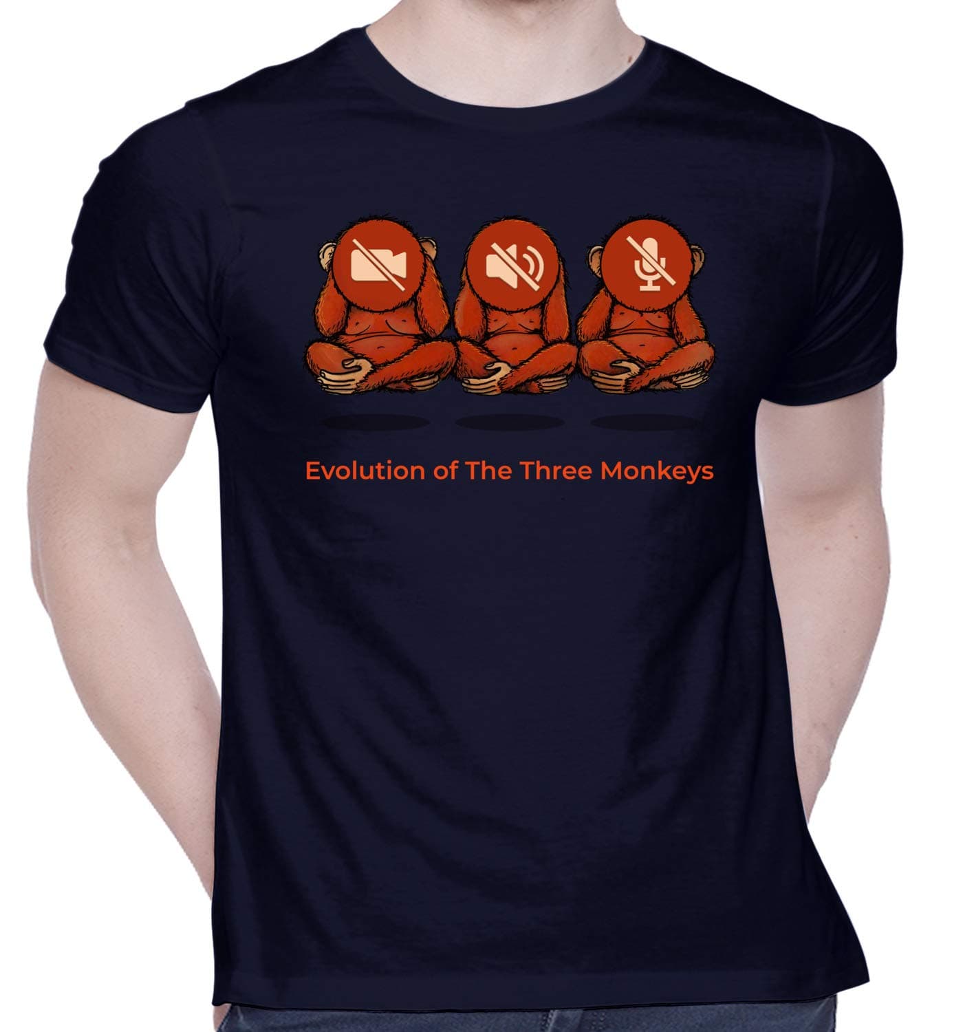 - Graphic Printed T-Shirt for Unisex Monkey Evolution Tshirt | Casual Half Sleeve Round Neck T-Shirt | 100% Cotton | D00884-73