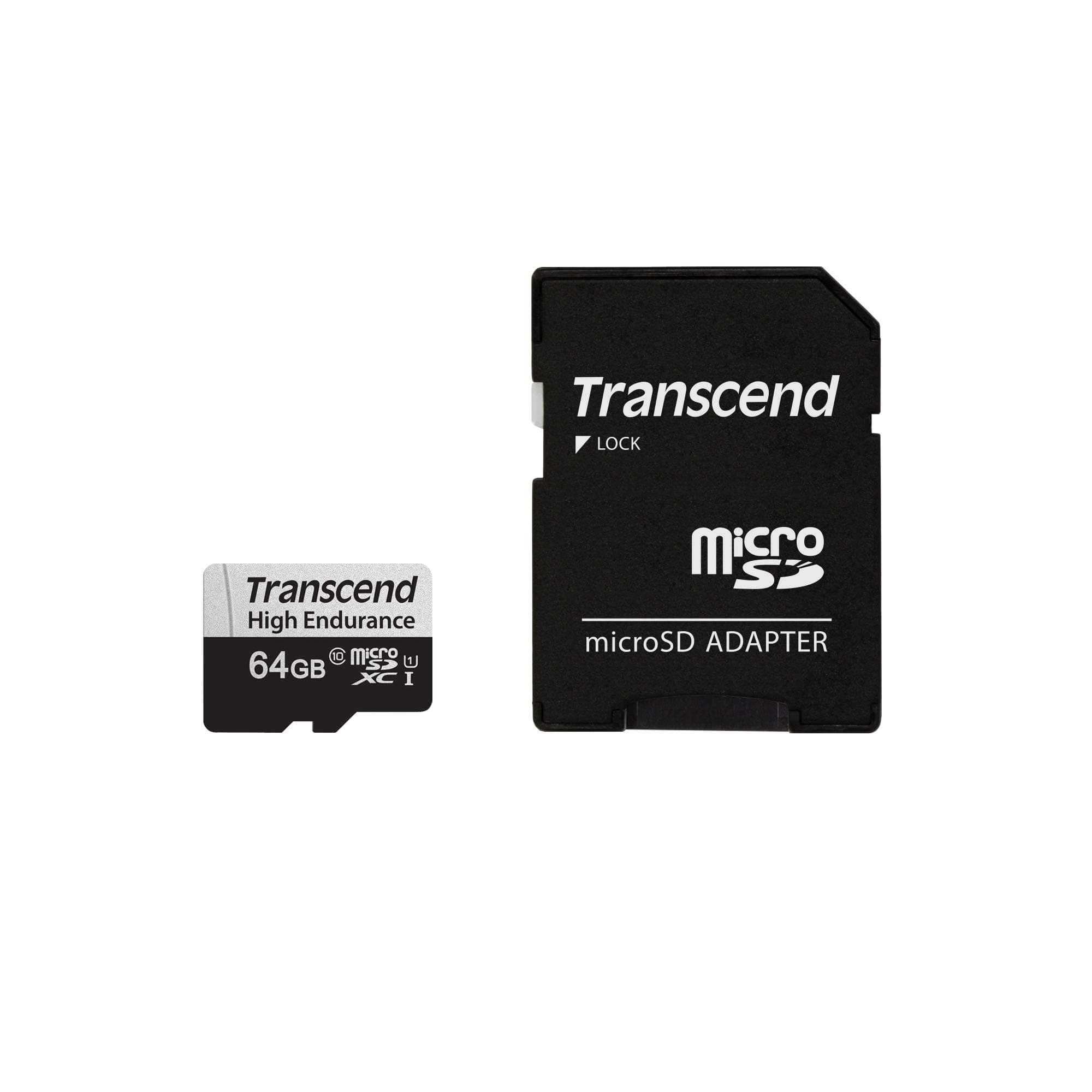 Transcend USD350V 64GB U1 microSDXC Class 10 Micro SD Memory Card up to 95/40 MB/s (TS64GUSD350V)