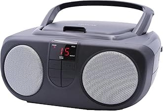 Sylvania SRCD243 Portable CD Player with AM/FM Radio, Boombox (Black)