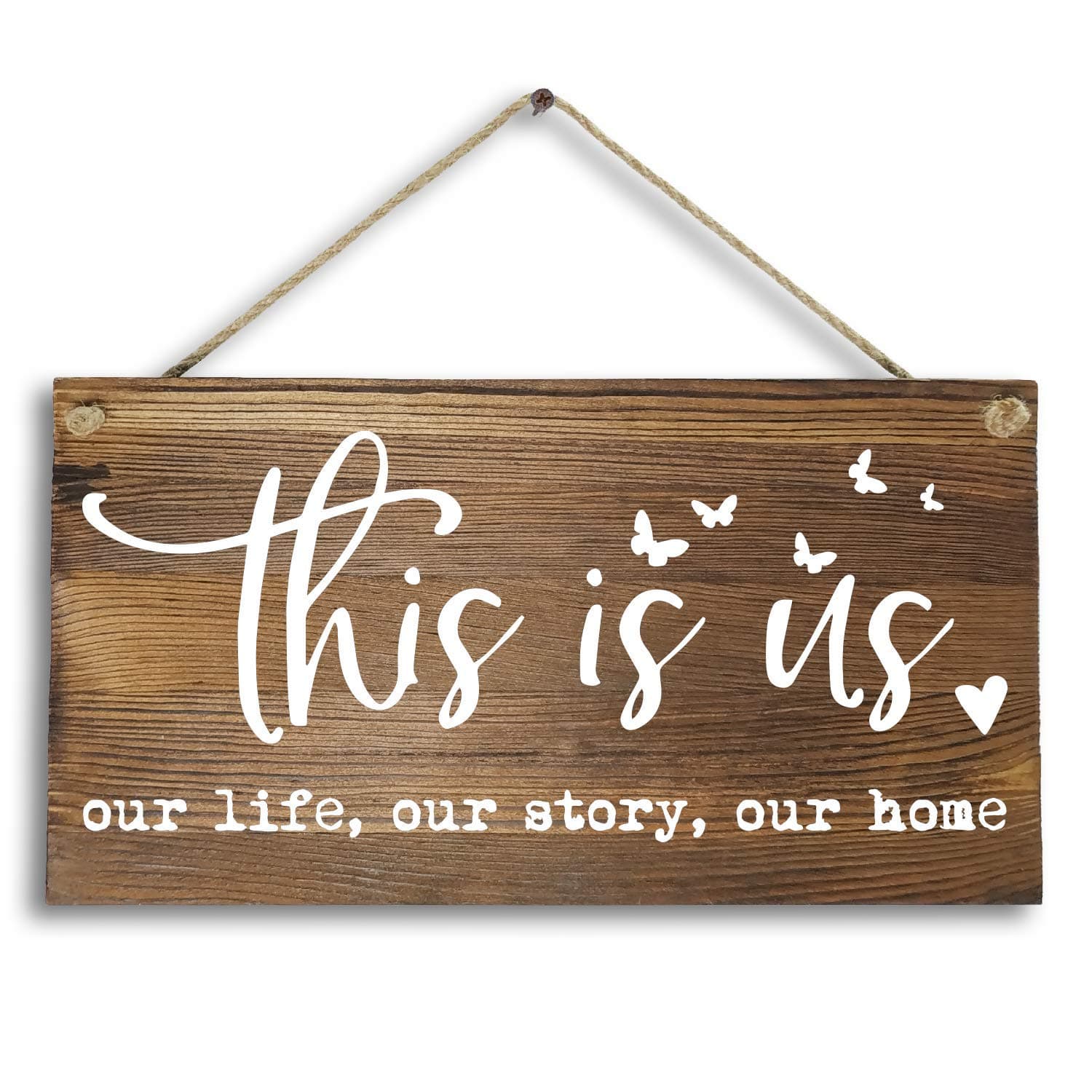 6"x 12" Rustic Solid Wood Home Decor Sign Wall art Plaque -This is Us Our Life Our Story Our Home.