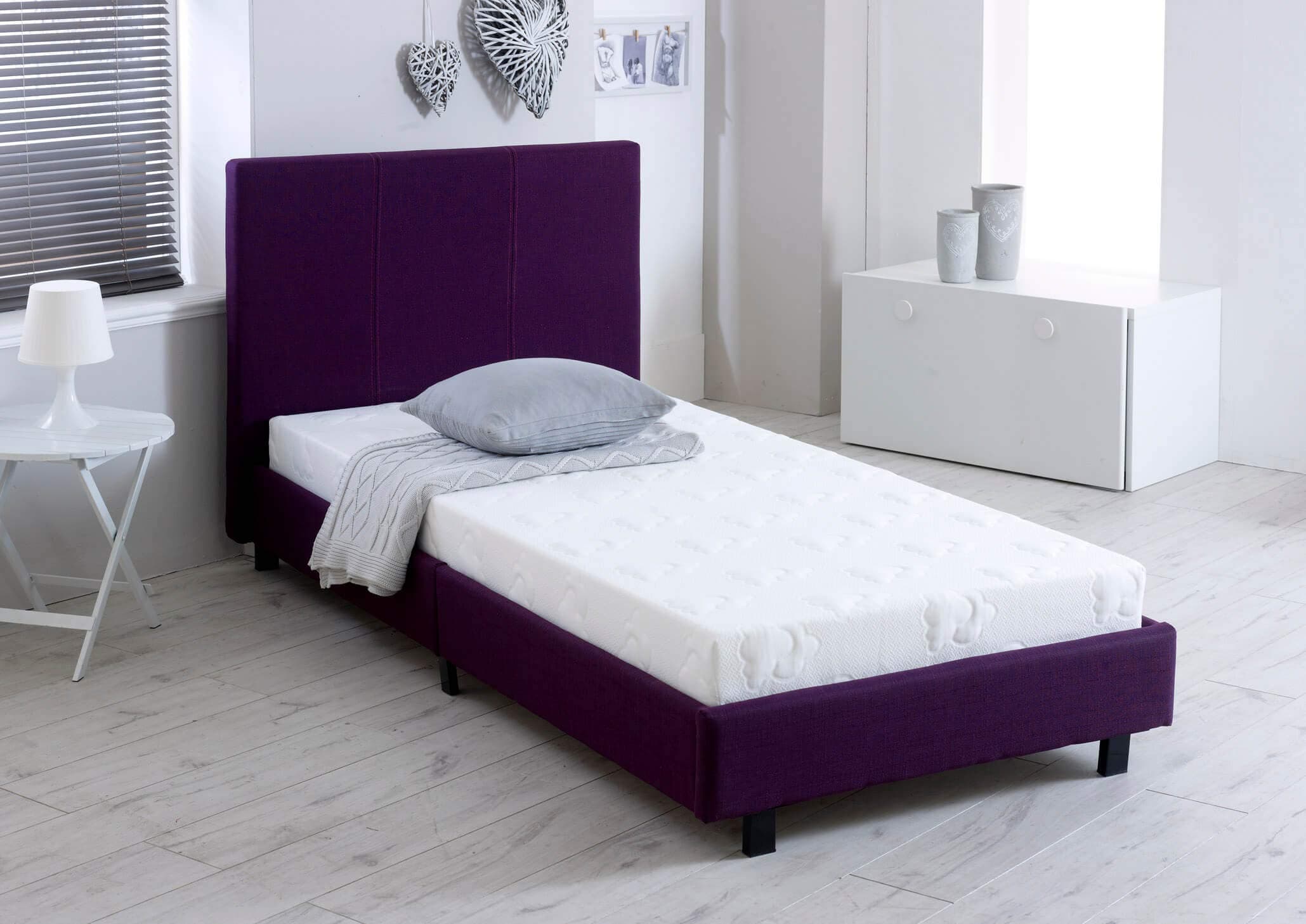 Prado Single 3ft Luxury Fabric Bed Frame In Gray,Blue,Pink,Purple (purple)