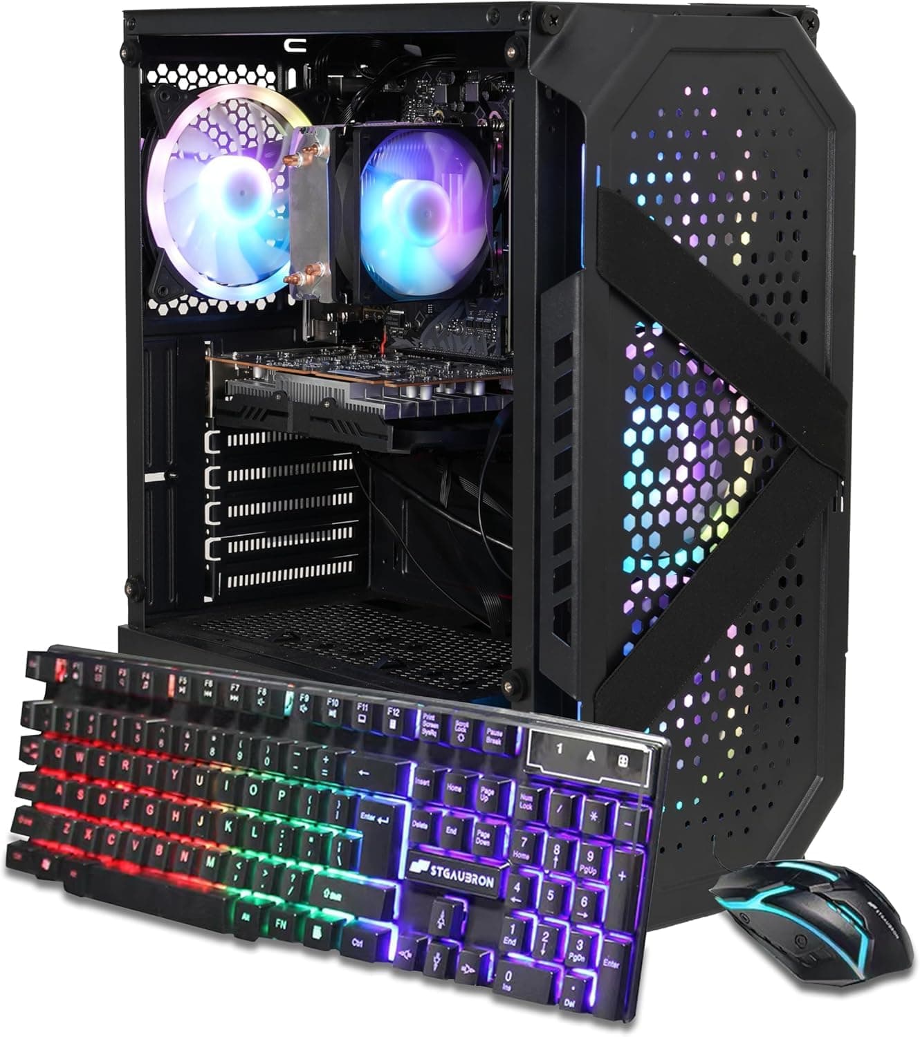 STGAubron Gaming PC Desktop Computer, Intel Core i7 up to 3.9G, GeForce RTX 3060 12G, 32GB RAM, 1TB SSD, WiFi 6, BT 5.0, RGB Fan x 4, Windows 11 Home