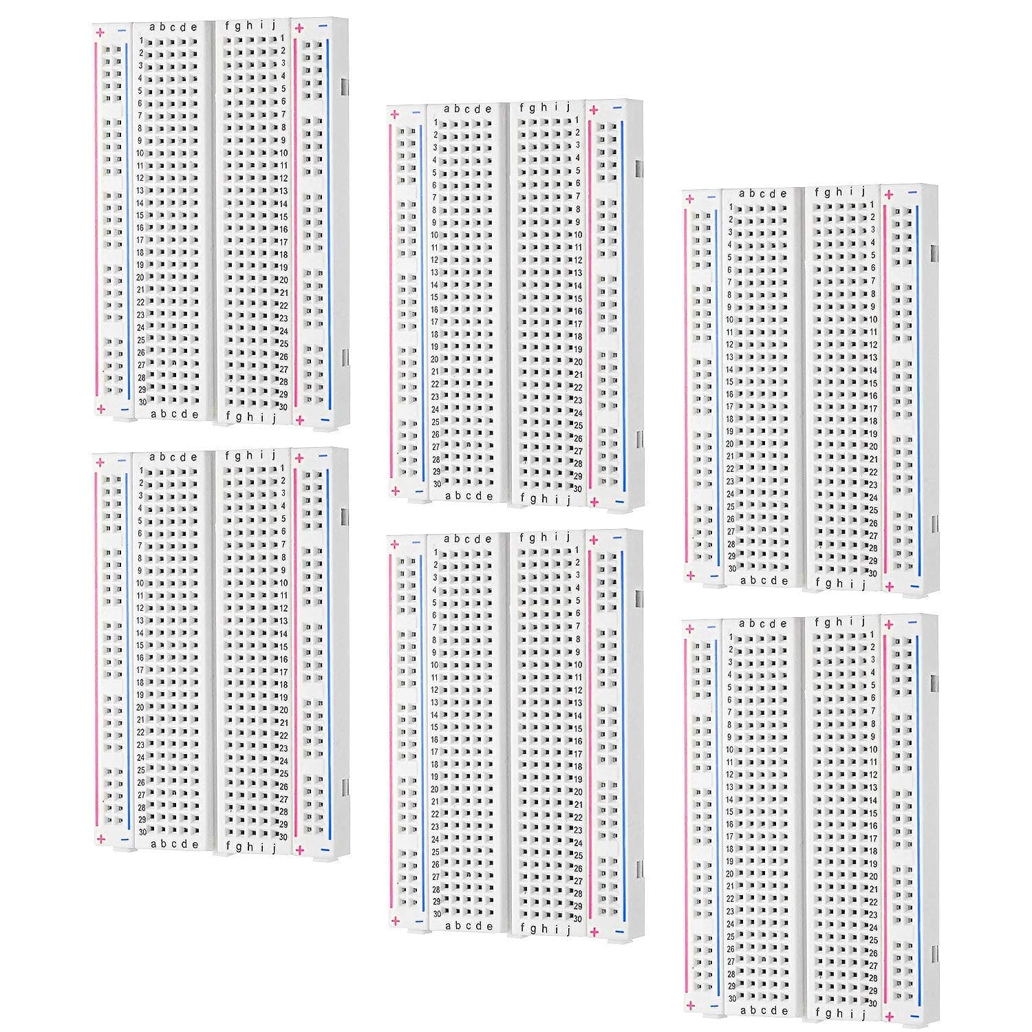 AConnet 6Pcs Solderless Breadboard 400 Points Electronic Breadboard 2 Power Rail Universal Prototype Arduino Small Board for DIY Arduino Proto Raspberry Rasp Pi Project Distribution Connecting Blocks