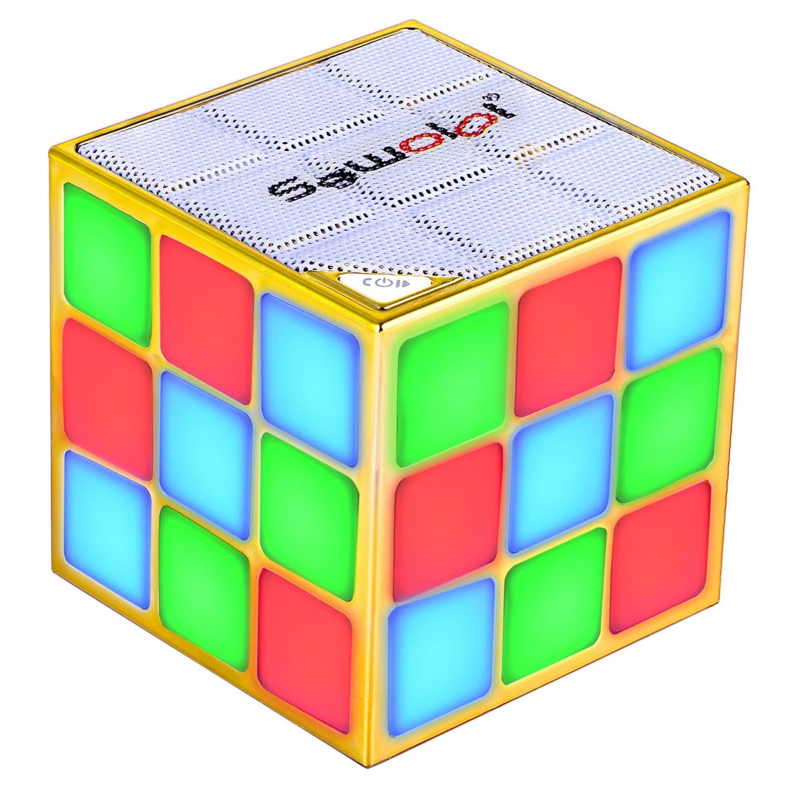 Sawolol Magic Cube Dazzle Shining Led Flash Magic Wireless Portable Bluetooth Speaker with Mic (Gold)